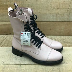 Zara Pink Lace-Up Boots worn once no tags